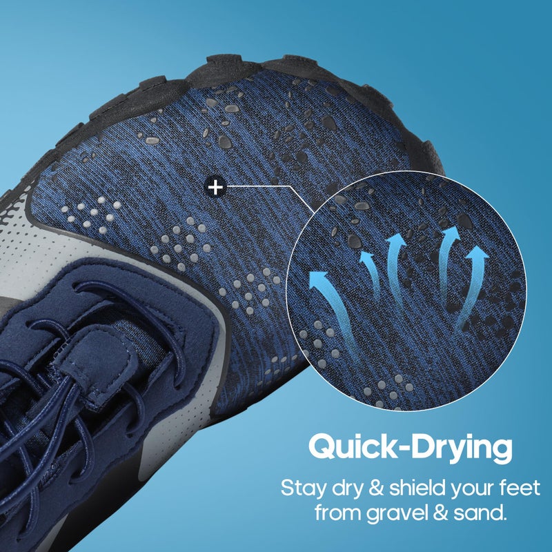 NORTIV 8 Mens Quick Dry Barefoot Aqua Shoes - Outdoor Water Shoes for Swim, Beach Sports, Fishing, Hiking, Diving, Surf, 1/Dark/Blue - 8 (TREKMAN-1) - Image 3